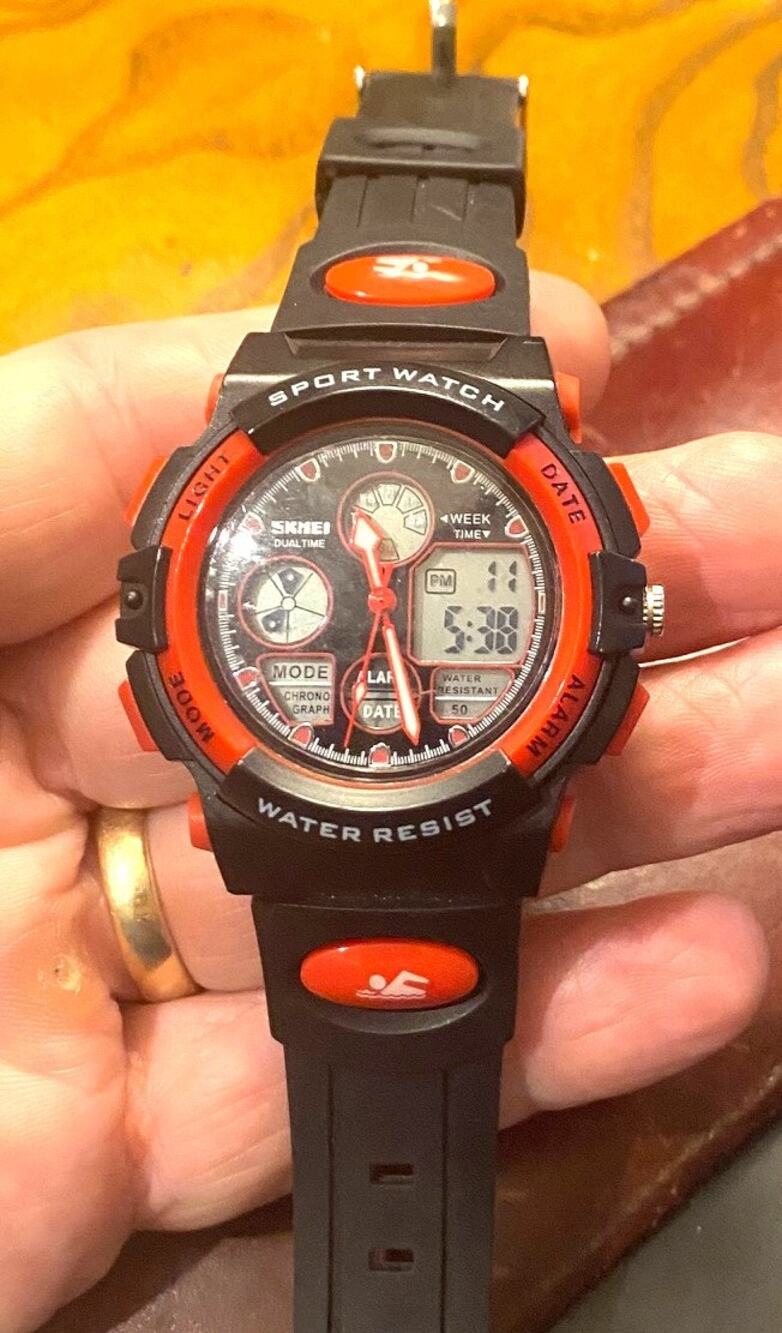 Skmei 45mm Sport Watch, Black and Red Poly Case and Band